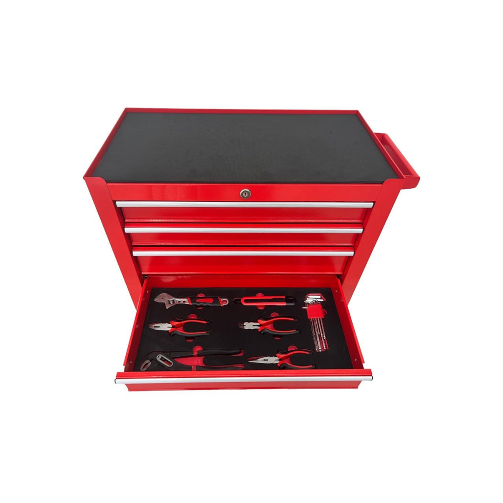 201 PIECE - FULLY STOCKED - RED STEEL ROLLING TOOL-CABINET