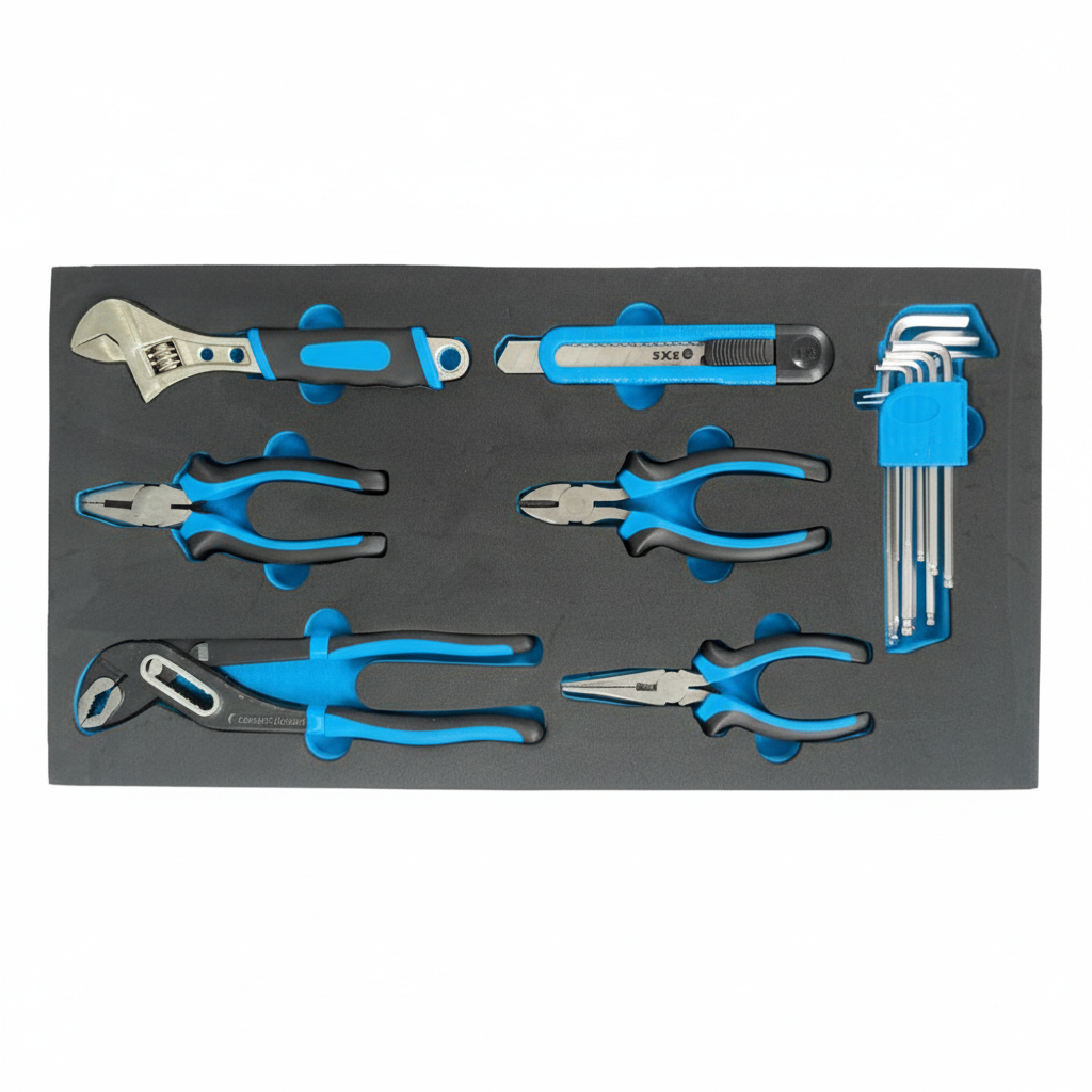 201 PIECE - FULLY STOCKED - BLUE STEEL ROLLING TOOL-CABINET