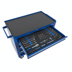 201 PIECE - FULLY STOCKED - BLUE STEEL ROLLING TOOL-CABINET